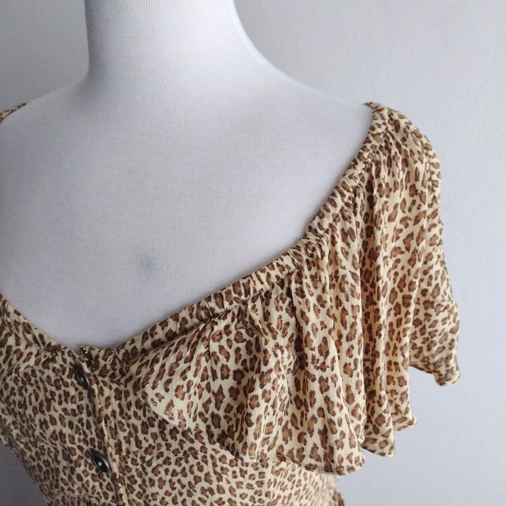 Anthropologie Bolano Leopard Print Midi 12 NEW Soft Caplet Midi - Picture 3 of 11